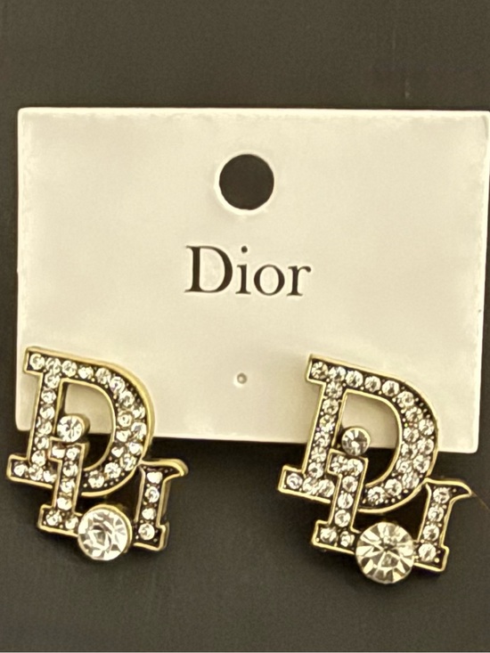 Jewelry - FASHION Gold Crystal CD Logo Stud Earrings